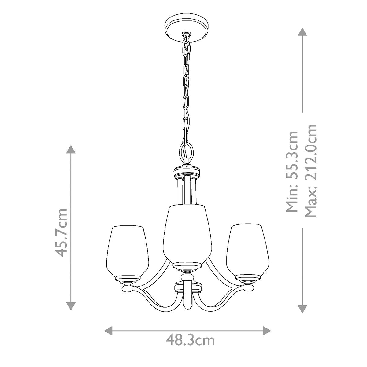 Vintner Steel 3 Light Chandelier Satin Nickel - FE-VINTNER3