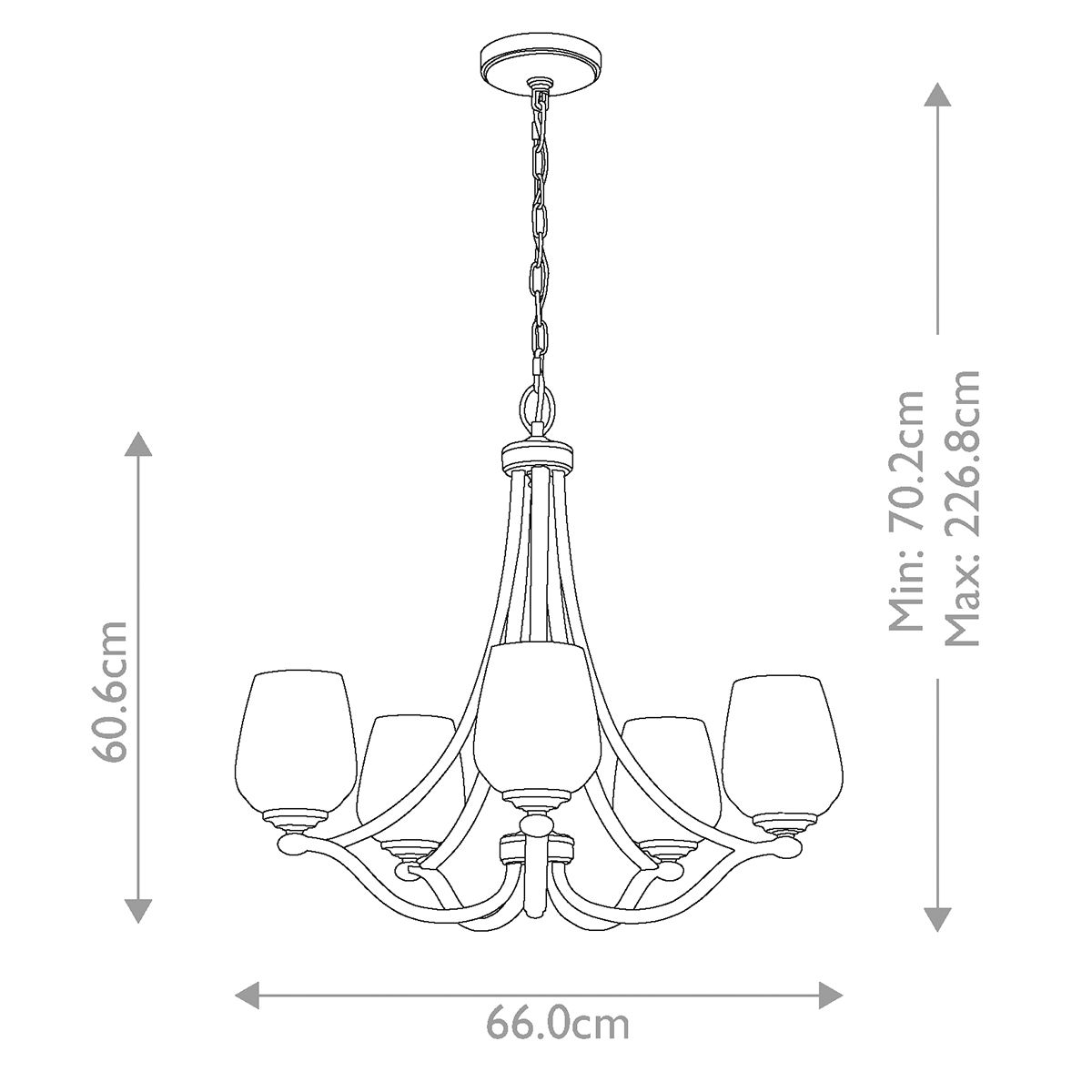 Vintner Steel 5 Light Chandelier Satin Nickel - FE-VINTNER5