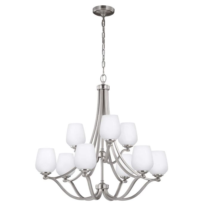 Vintner Steel 9 Light Chandelier Satin Nickel - FE-VINTNER9