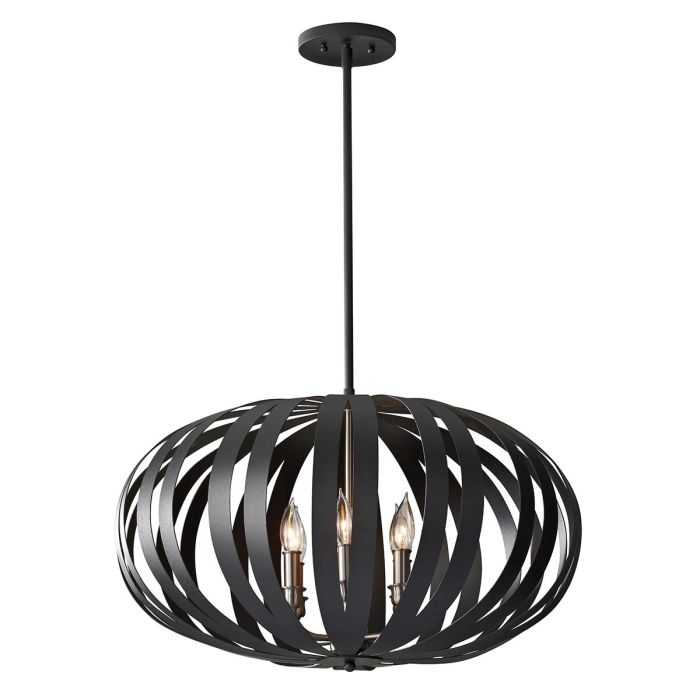 Woodstock Steel 6 Light Large Chandelier Textured Black - FE-WOODSTOCK-P-L