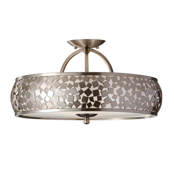 Zara 3 Light Semi Flush Mount Light Brushed Steel - FE-ZARA-SF