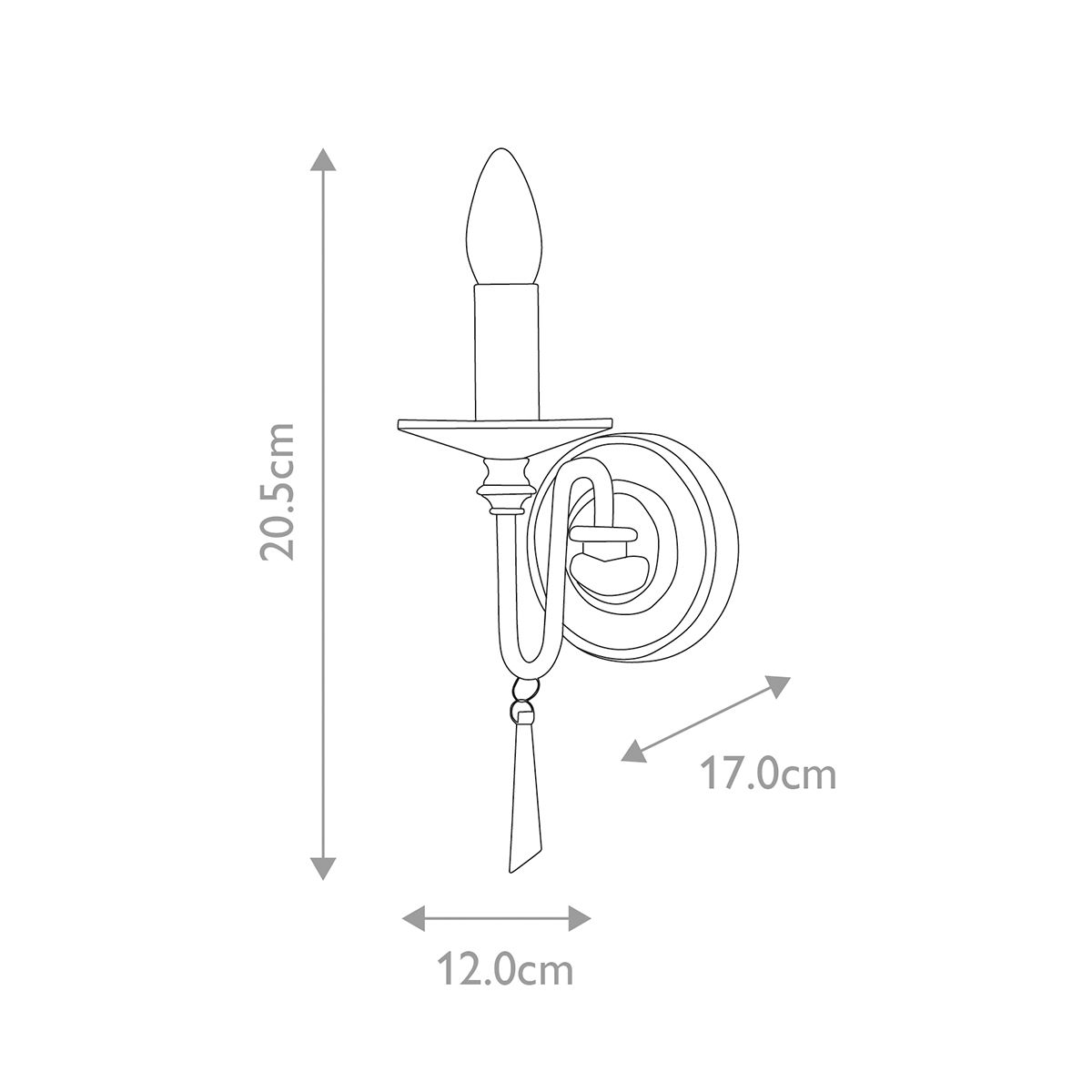 Finsbury Park 1 Light Wall Light Polished Nickel - FP1-POL-NICKEL