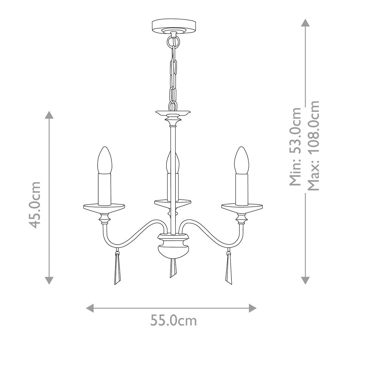 Finsbury Park 3 Light Chandelier Old Bronze - FP3-OLD-BRZ