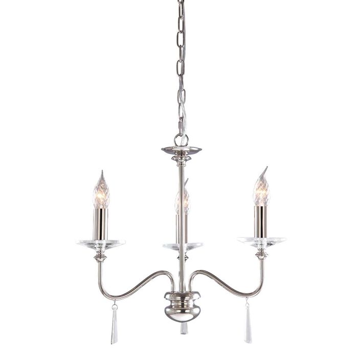 Finsbury Park 3 Light Chandelier Polished Nickel - FP3-POL-NICKEL