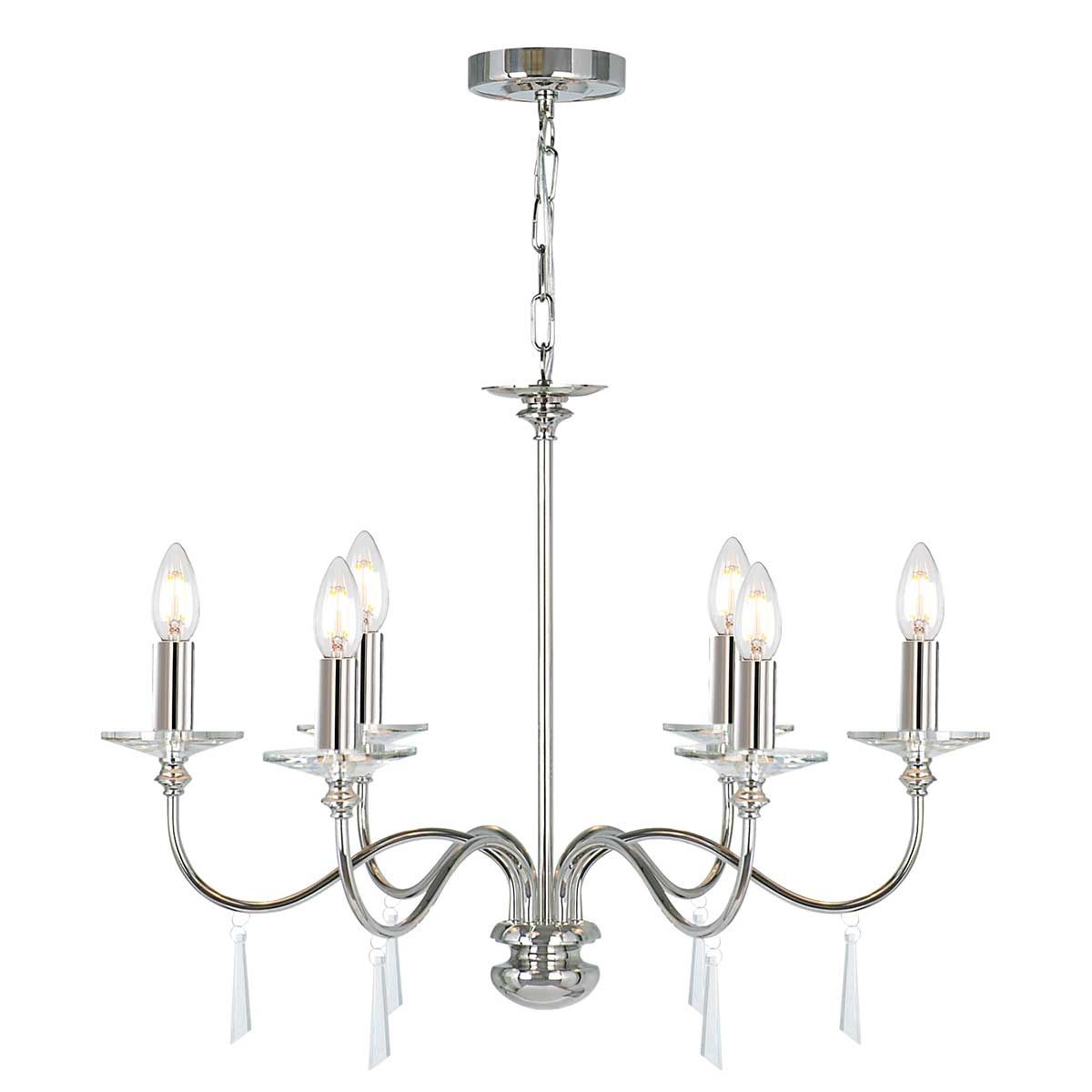 Finsbury Park 6 Light Chandelier Polished Nickel - FP6-POL-NICKEL