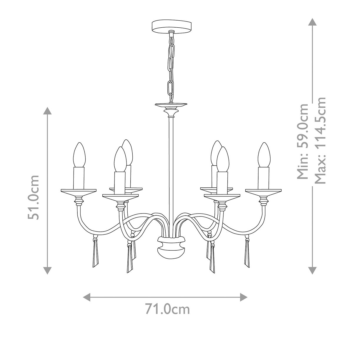 Finsbury Park 6 Light Chandelier Polished Nickel - FP6-POL-NICKEL