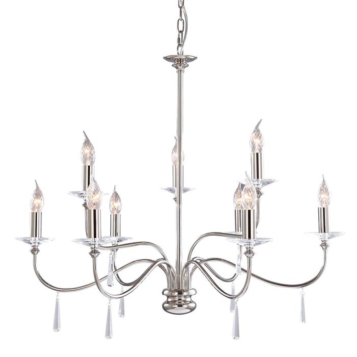 Finsbury Park 9 Light Chandelier Polished Nickel - FP9-POL-NICKEL