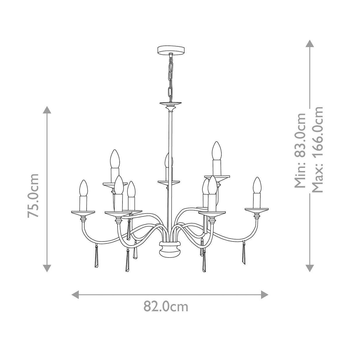 Finsbury Park 9 Light Chandelier Polished Nickel - FP9-POL-NICKEL