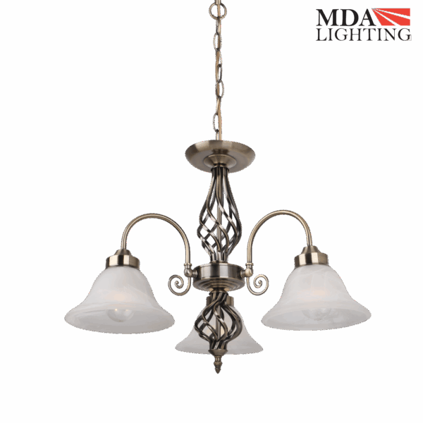 Geneva Medium 3 Light Pendant Antique Brass - MDAGEN3AB