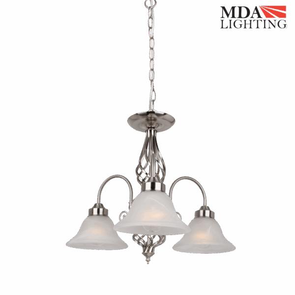 Geneva Medium 3 Light Pendant Satin Nickel - MDAGEN3SN