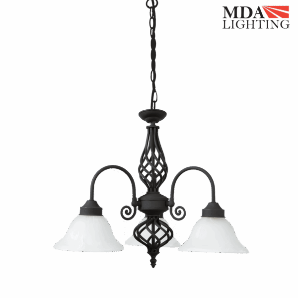 Geneva Medium 3 Light Pendant Black - MDAGEN3BK