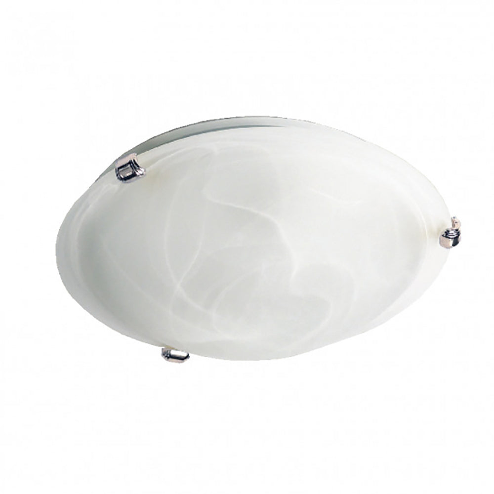 Alabaster Oyster Light W400mm White / Satin Chrome - CLL8508-SC