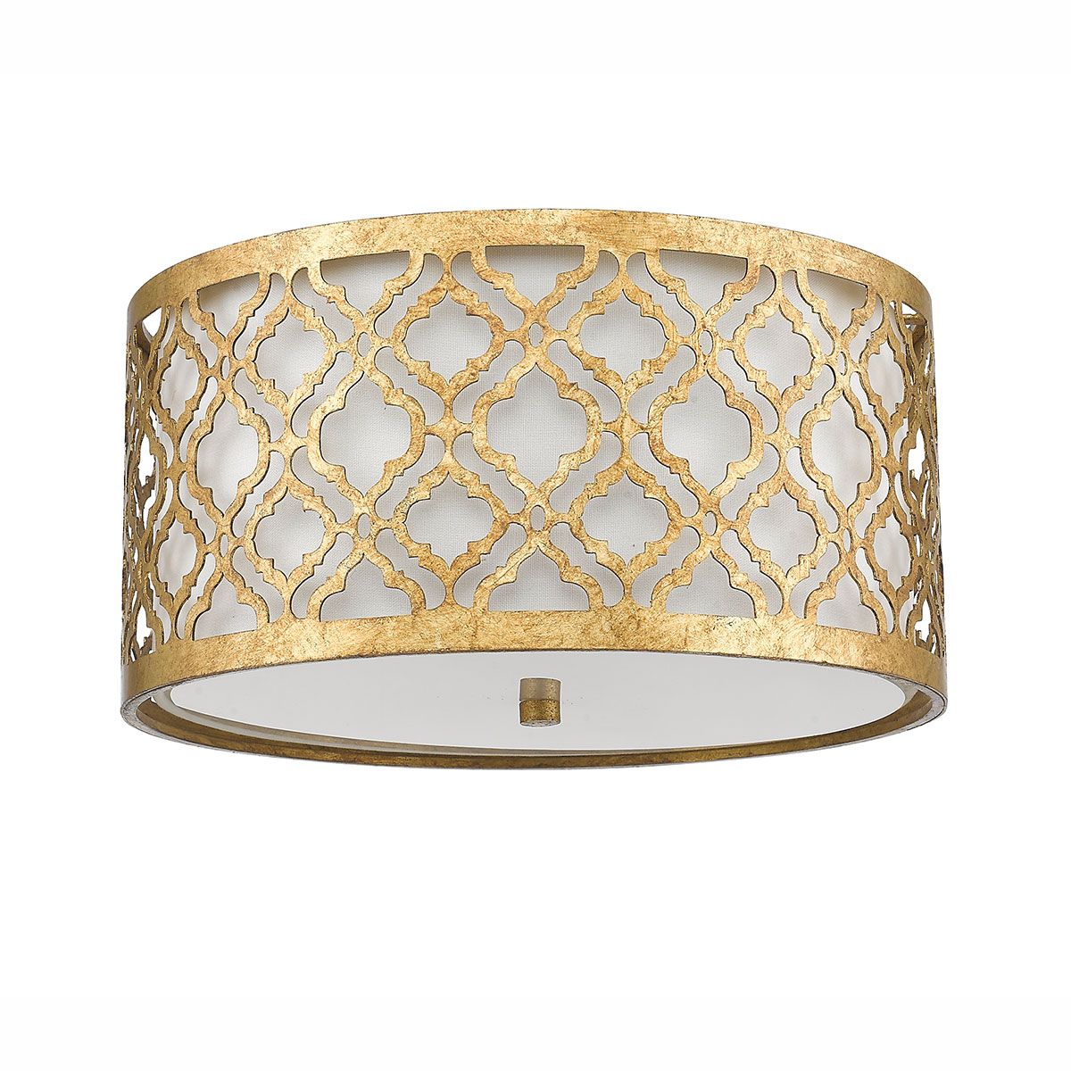 Arabella 2 Light Flush Mount Light Distressed Gold & Ivory Shade - GN-ARABELLA-F