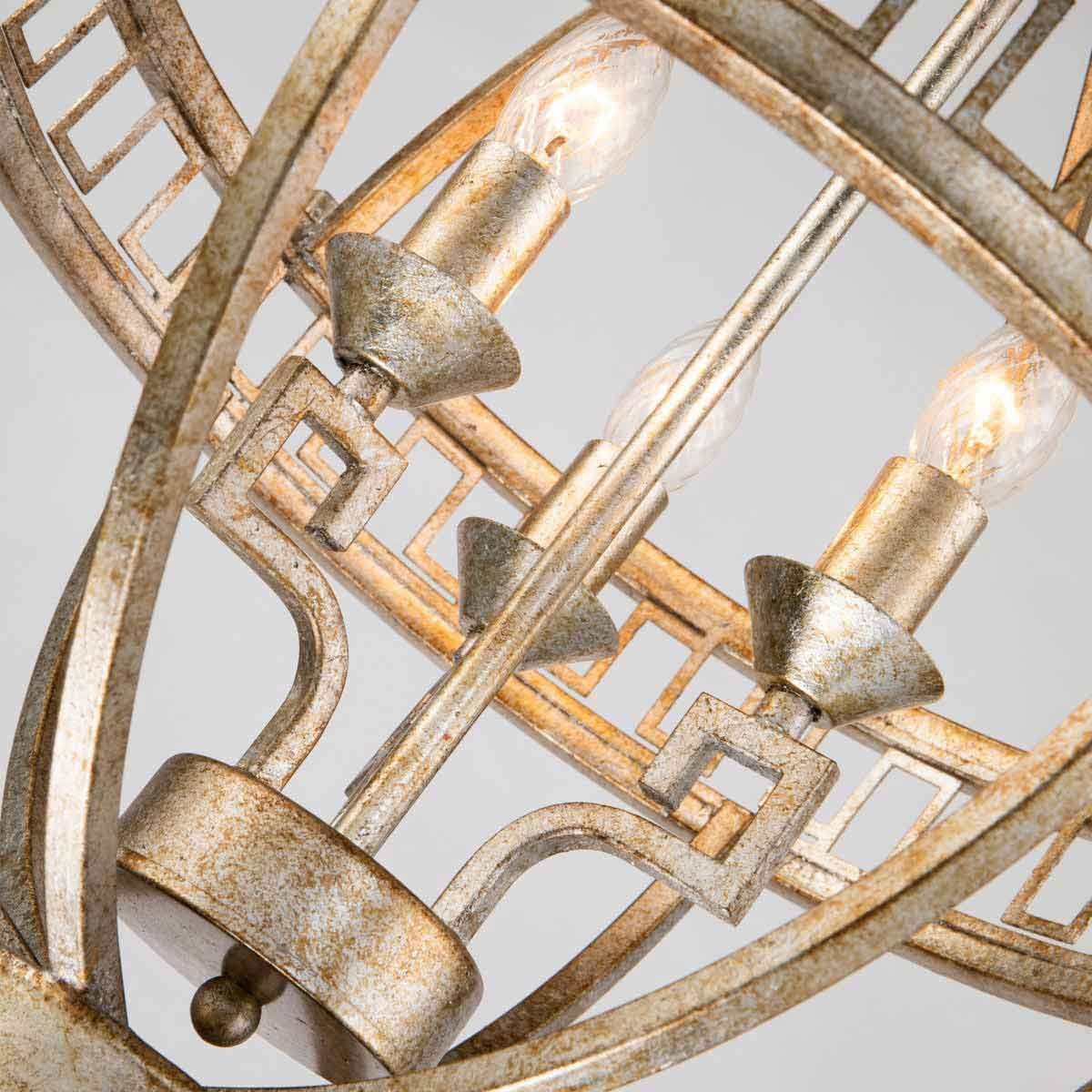 Lemuria 3 Light Globe Pendant Distressed Gold & Ivory Shade - GN-LEMURIA-3P-A