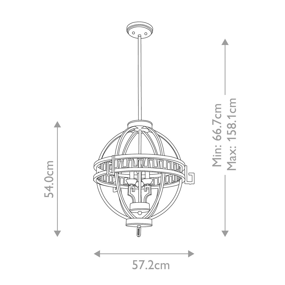 Lemuria 3 Light Globe Pendant Distressed Gold & Ivory Shade - GN-LEMURIA-3P-A