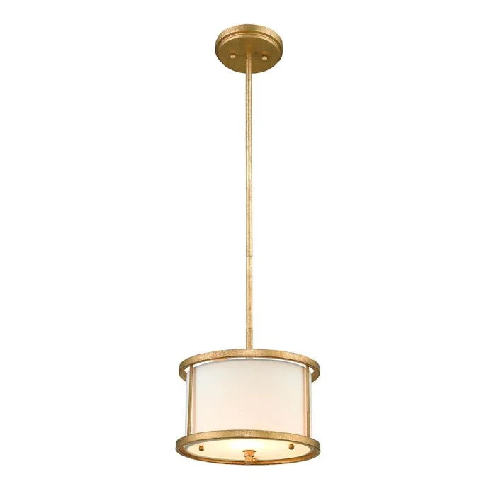 Lemuria 1 Light Mini Pendant Distressed Gold & Ivory Shade - GN-LEMURIA-MP