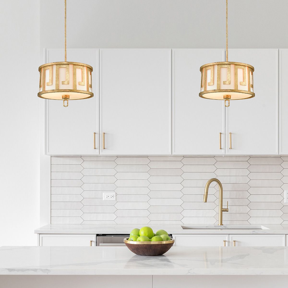 Lemuria 2 Light Medium Pendant Distressed Gold & Ivory Shade - GN-LEMURIA-P-M