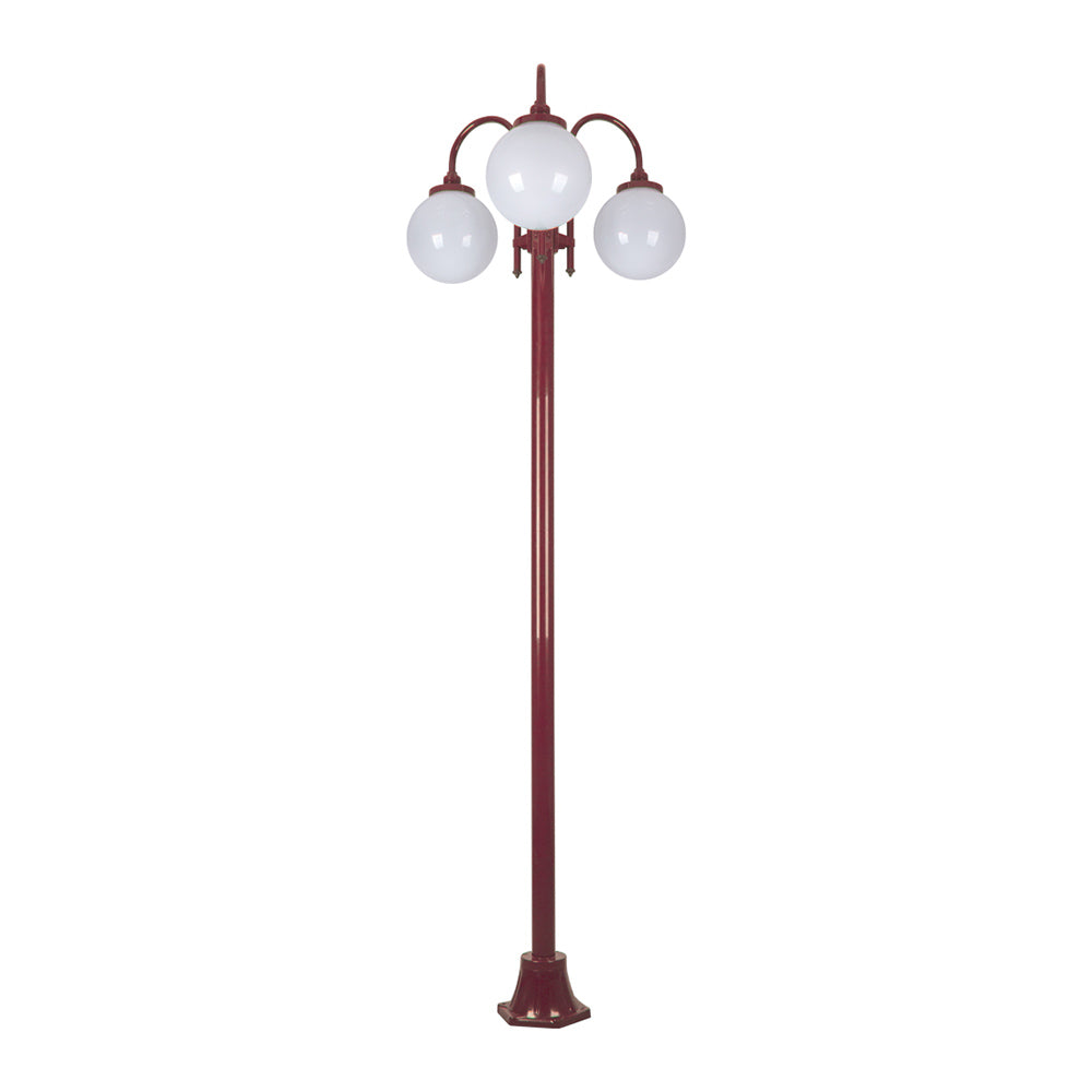 Lisbon Post 3 Lights Down Bracket H2380mm W780mm Burgundy Aluminium - 15796