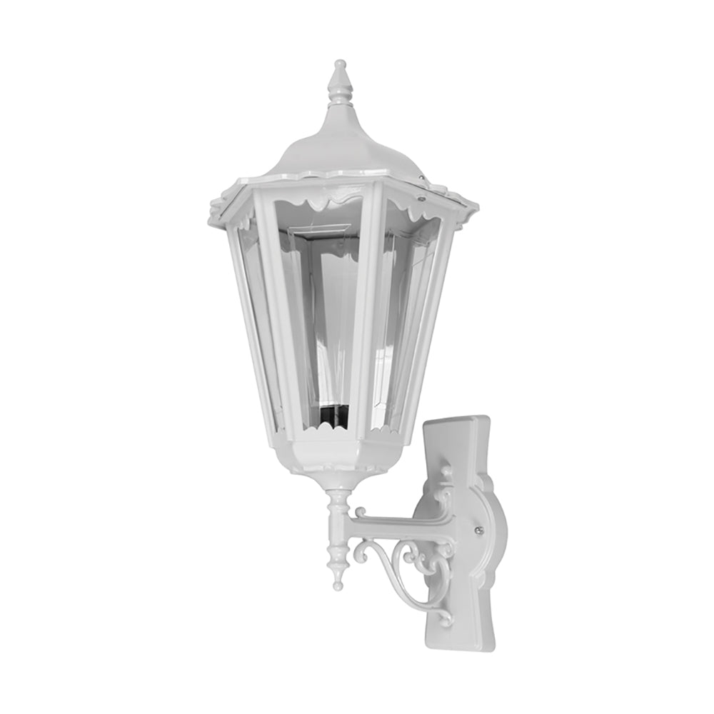 Chester Outdoor Wall Lantern Up Bracket H655mm White Aluminium - 15067
