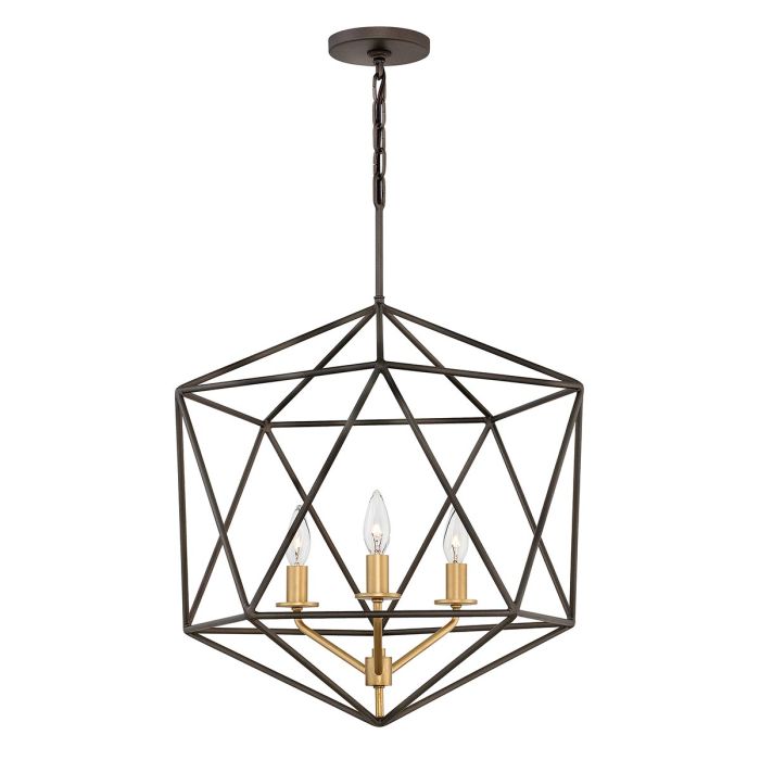 Astrid 3 Light Pendant Chandelier Matte Bronze & Deluxe Gold - HK-ASTRID-3P