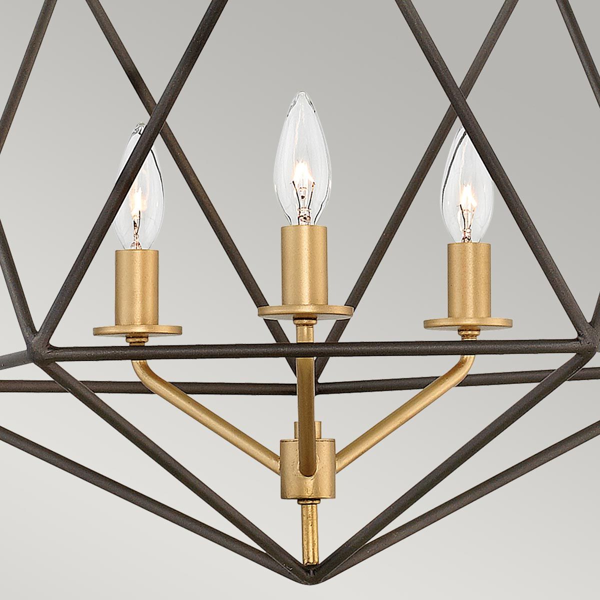 Astrid 3 Light Pendant Chandelier Matte Bronze & Deluxe Gold - HK-ASTRID-3P