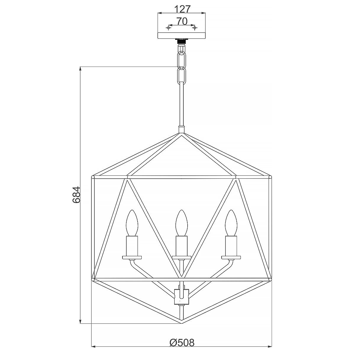 Astrid 3 Light Pendant Chandelier Matte Bronze & Deluxe Gold - HK-ASTRID-3P