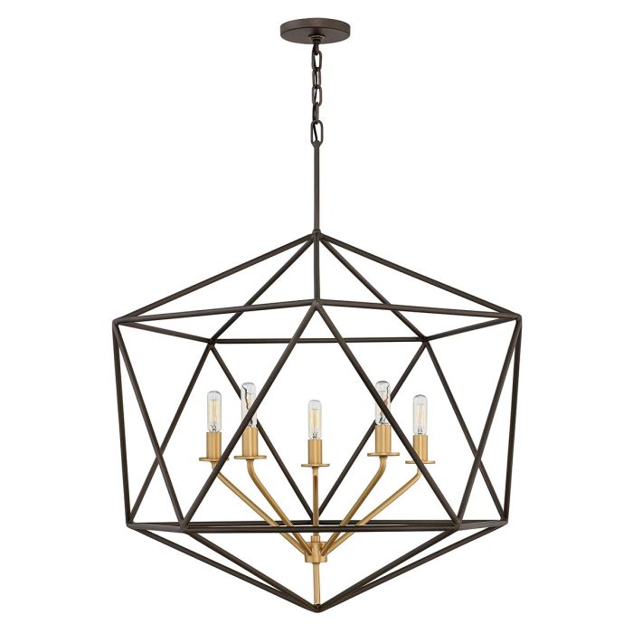 Astrid 5 Light Pendant Chandelier Matte Bronze & Deluxe Gold - HK-ASTRID-5P