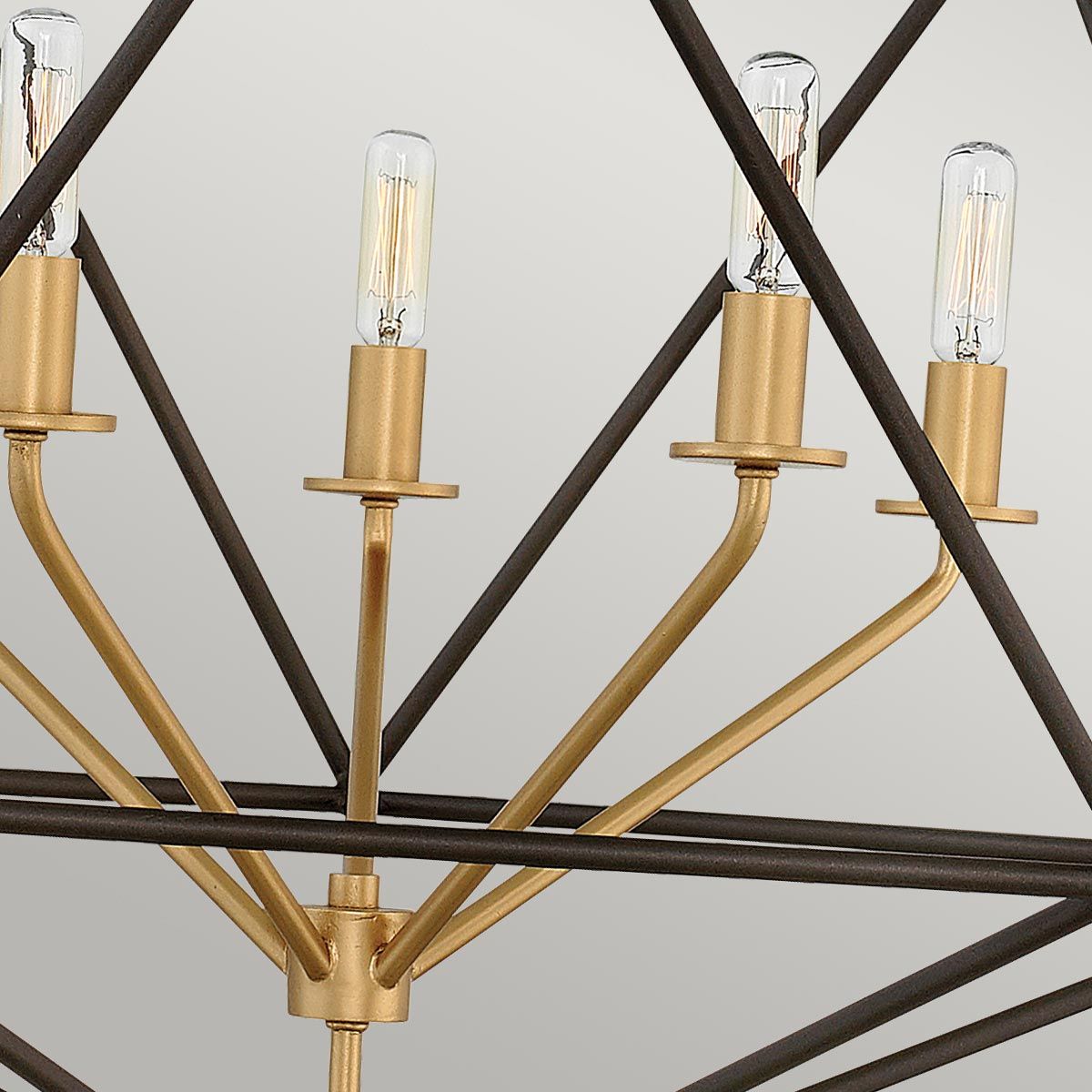 Astrid 5 Light Pendant Chandelier Matte Bronze & Deluxe Gold - HK-ASTRID-5P