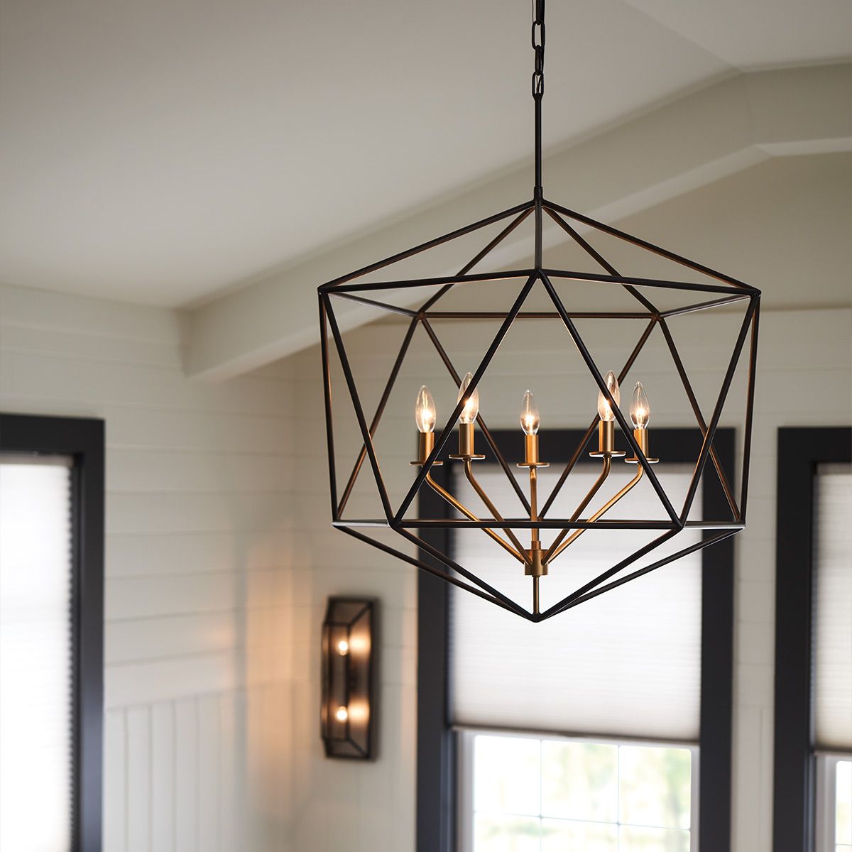 Astrid 5 Light Pendant Chandelier Matte Bronze & Deluxe Gold - HK-ASTRID-5P