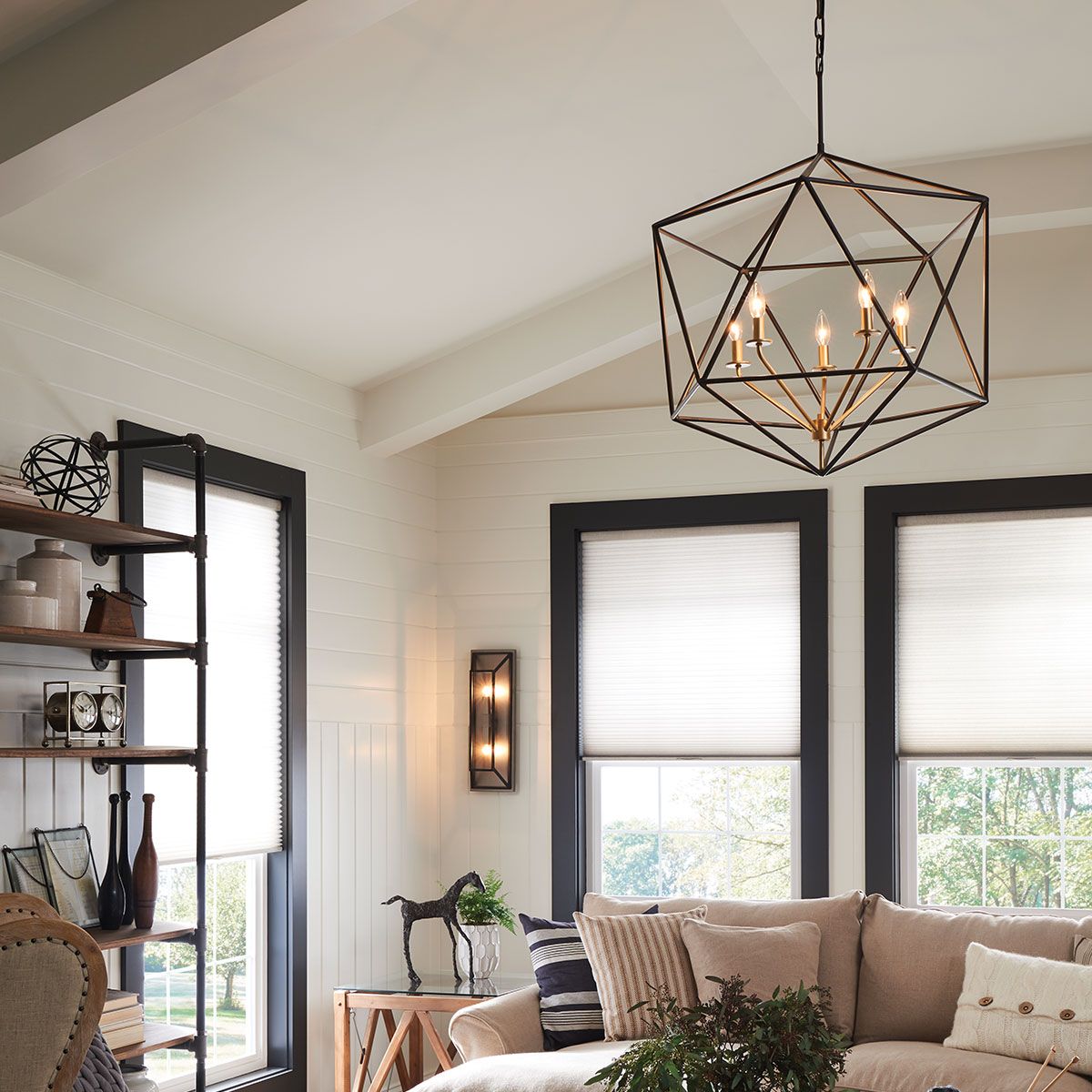 Astrid 5 Light Pendant Chandelier Matte Bronze & Deluxe Gold - HK-ASTRID-5P