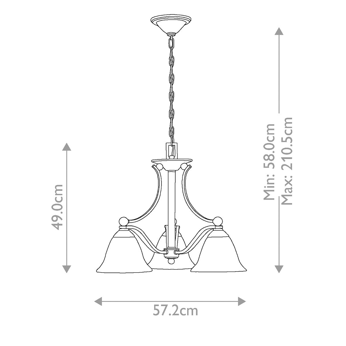 Bolla 3 Light Chandelier Brushed Nickel - HK-BOLLA3