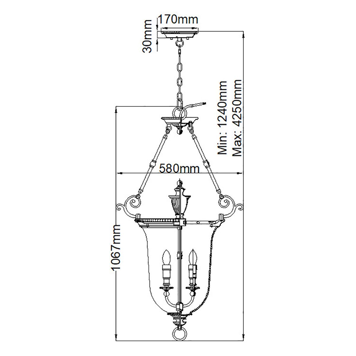 Cambridge 3 Light Large Pendant Burnished Brass - HK-CAMBRIDGE-P-L