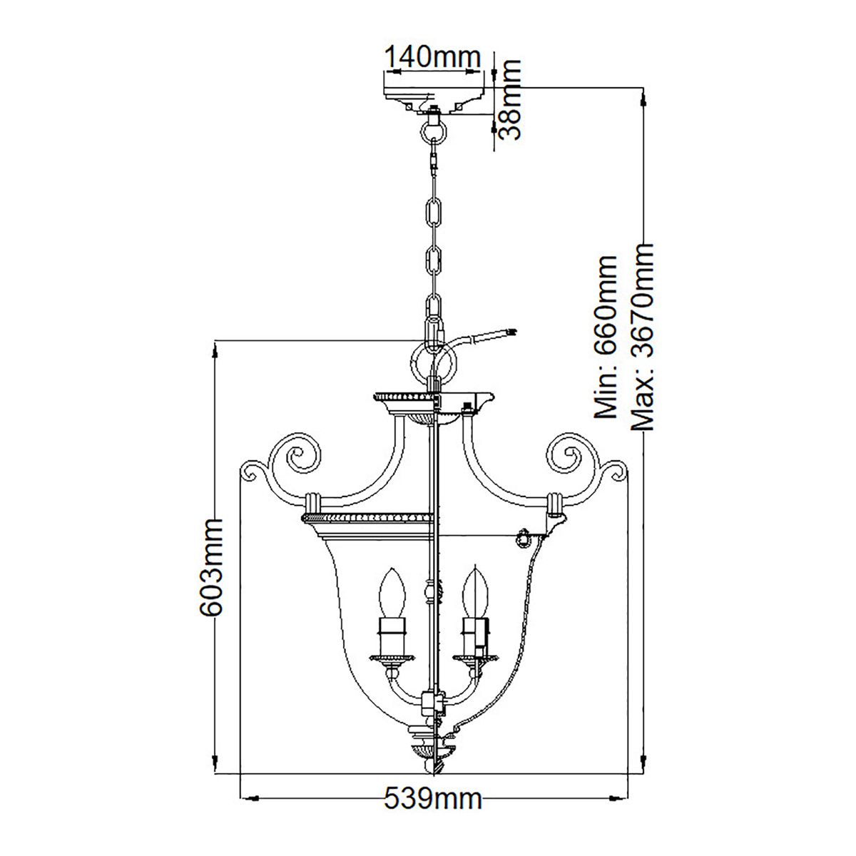 Cambridge 3 Light Small Pendant Burnished Brass - HK-CAMBRIDGE-P-S