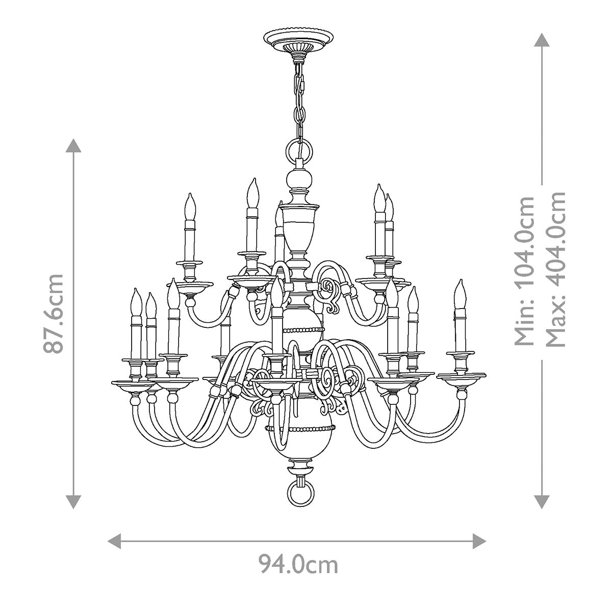 Cambridge 15 Light Chandelier Burnished Brass - HK-CAMBRIDGE15