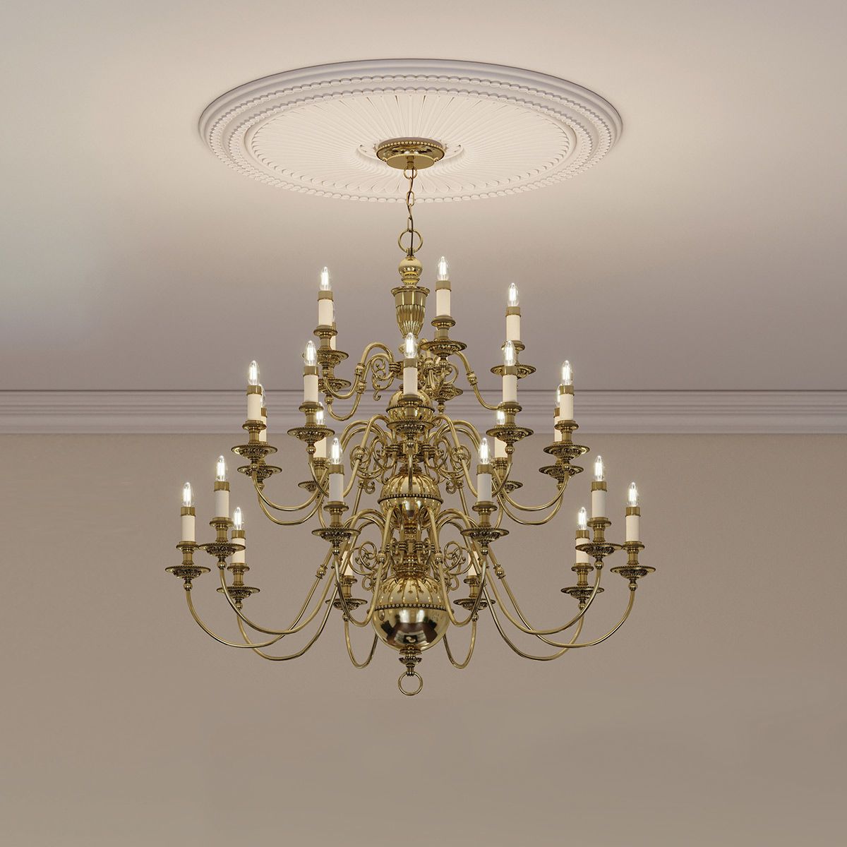 Cambridge 25 Light Chandelier Burnished Brass - HK-CAMBRIDGE25