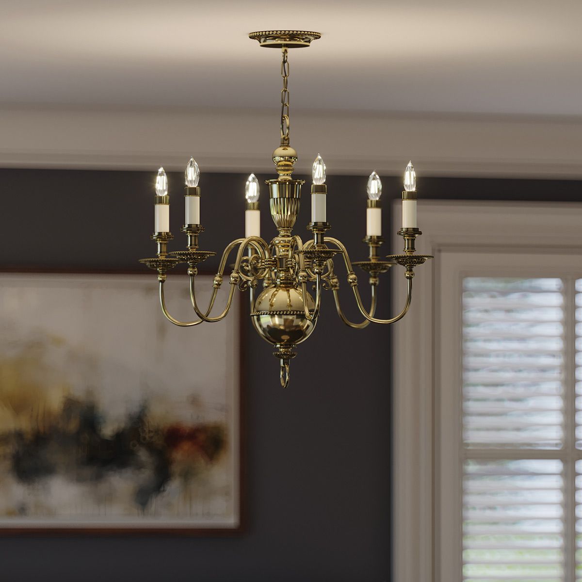 Cambridge 6 Light Chandelier Burnished Brass - HK-CAMBRIDGE6