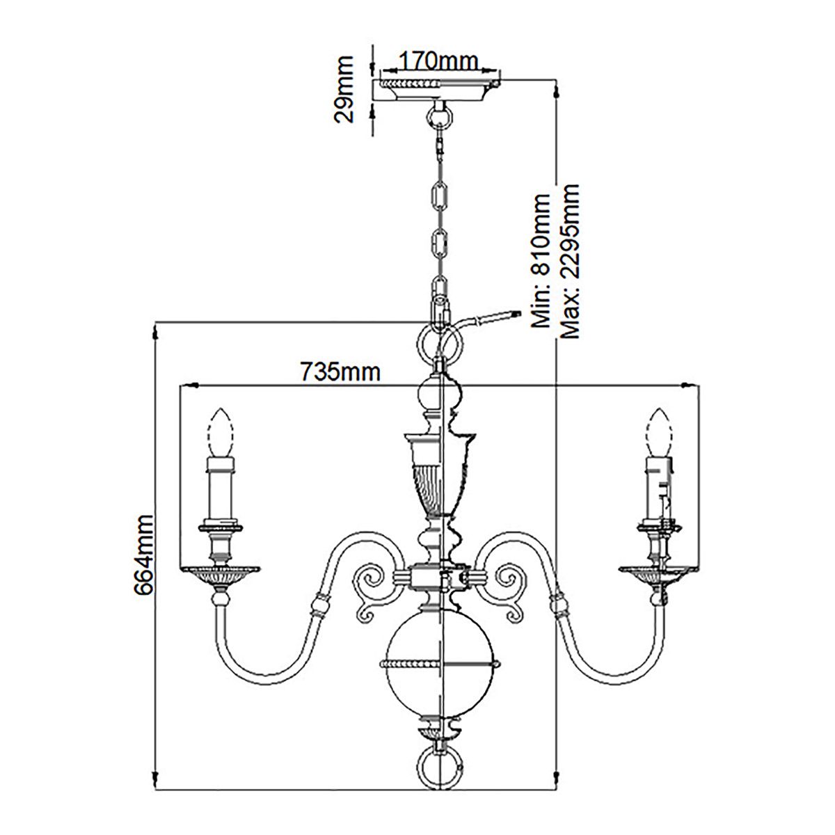 Cambridge 6 Light Chandelier Burnished Brass - HK-CAMBRIDGE6