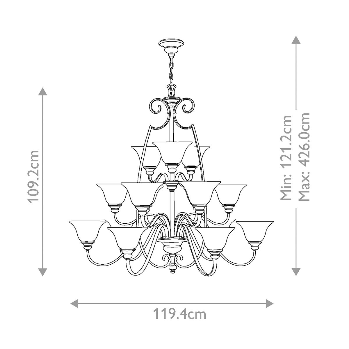 Cello 15 Light Chandelier Antique Bronze - HK-CELLO15