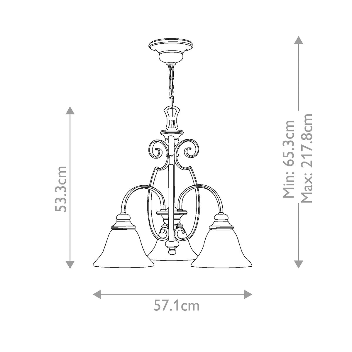 Cello 3 Light Chandelier Antique Bronze - HK-CELLO3