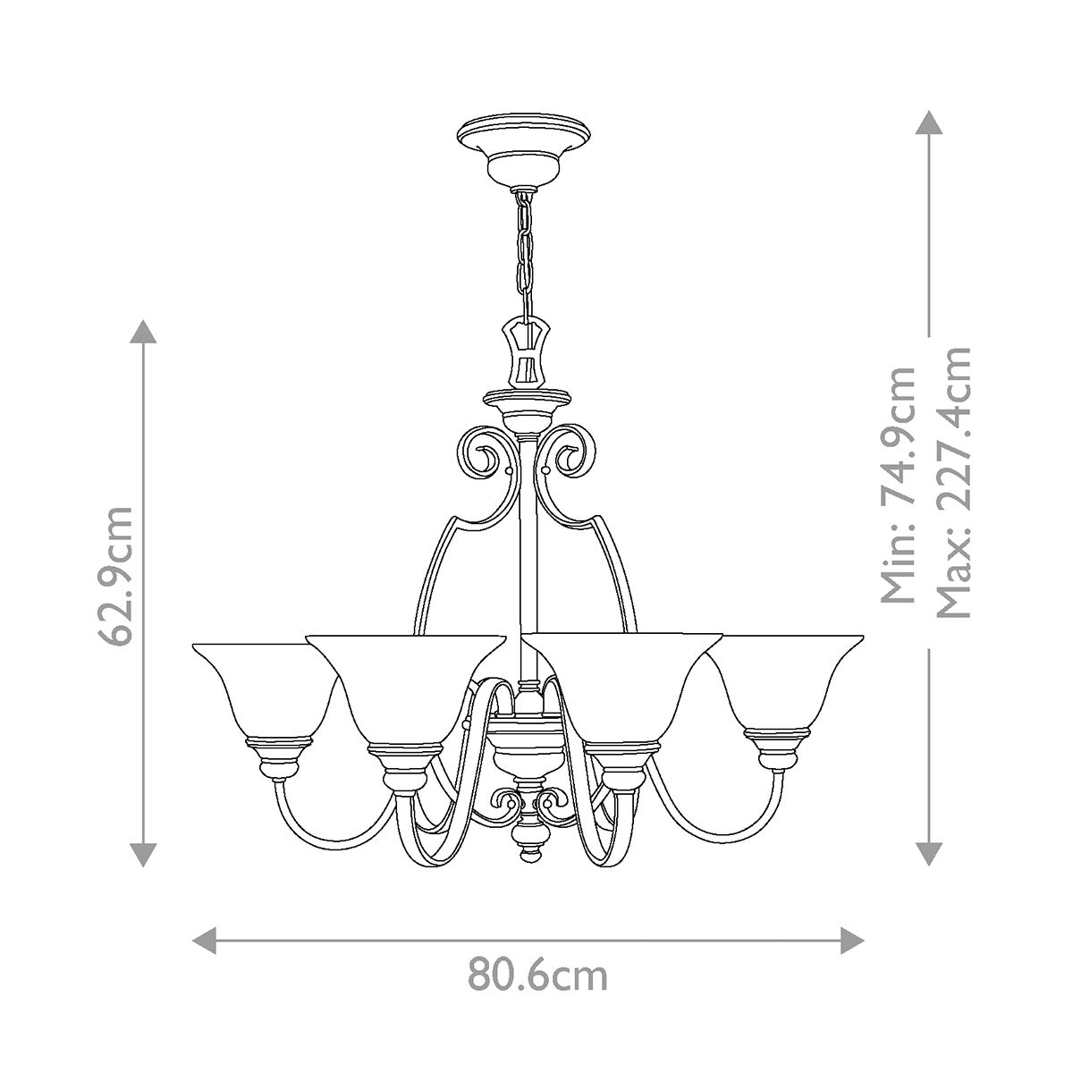 Cello 6 Light Chandelier Antique Bronze - HK-CELLO6