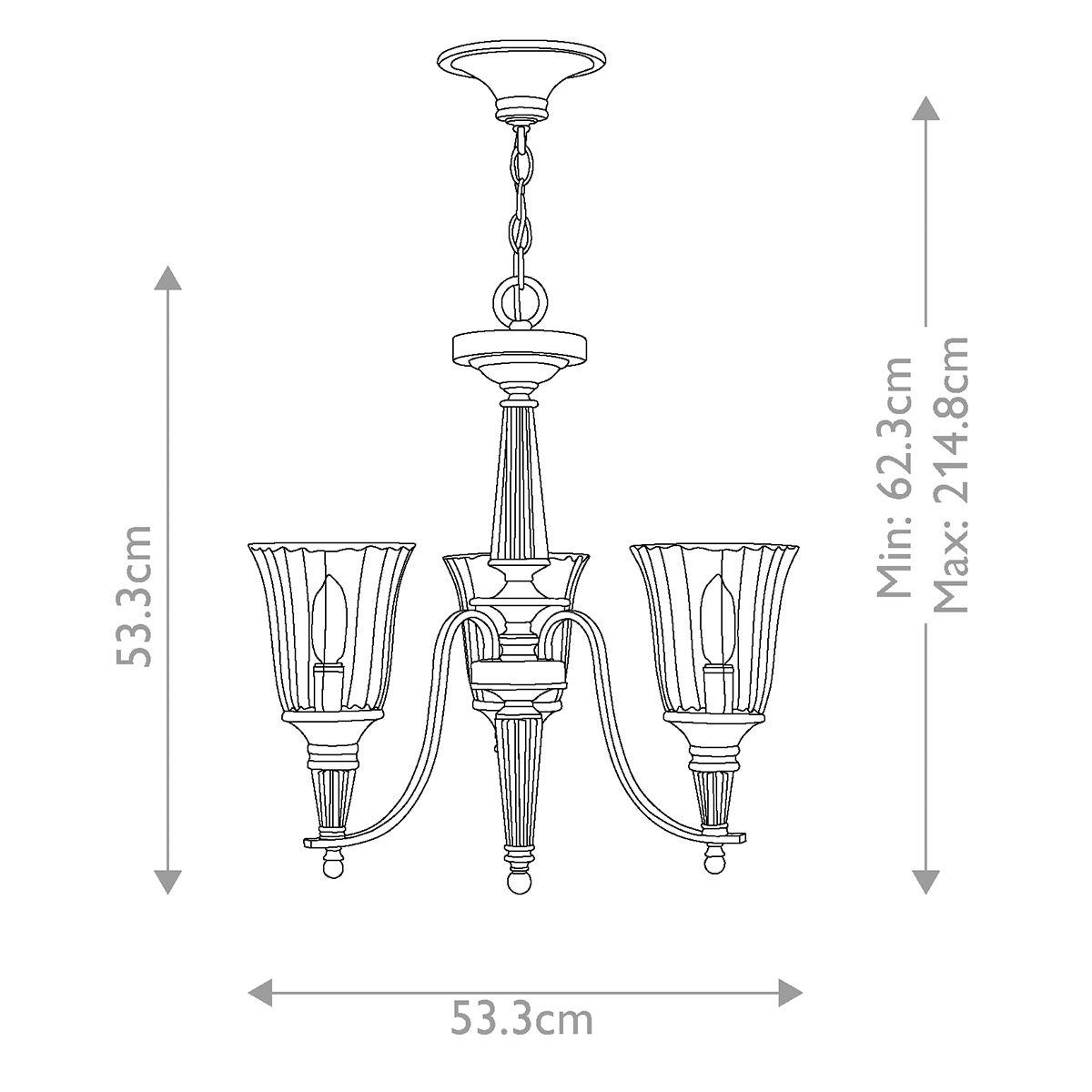 Chandon 3 Light Chandelier Sterling - HK-CHANDON3