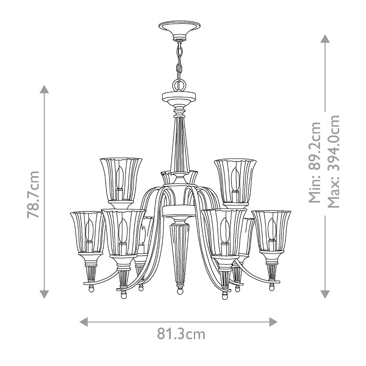 Chandon 9 Light Chandelier Sterling - HK-CHANDON9