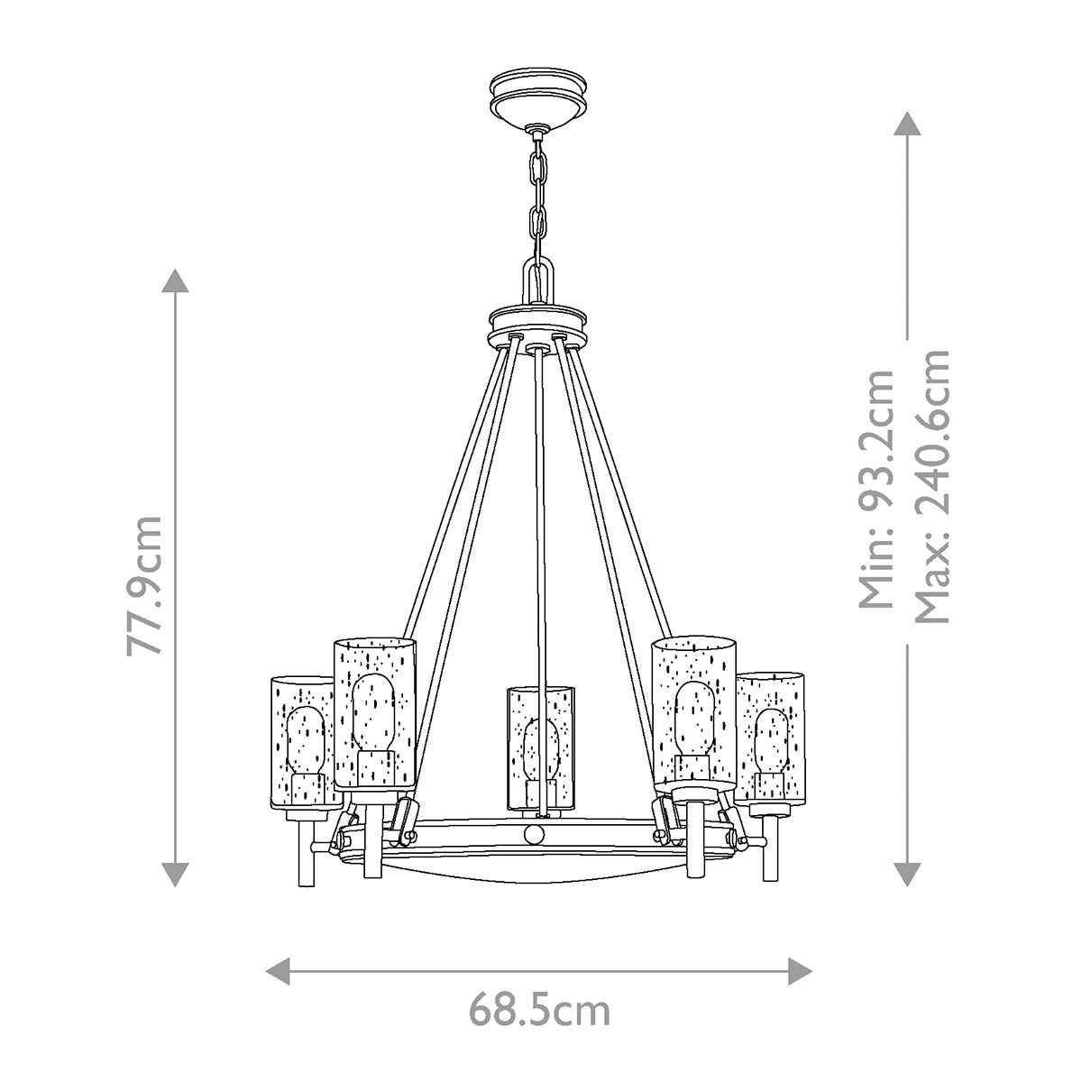 Collier 5 Light Chandelier Heritage Brass - HK-COLLIER5