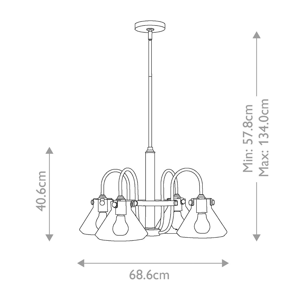 Congress 4 Light Clear Glass Chandelier Brushed Caramel - HK-CONGRESS4-A-BC