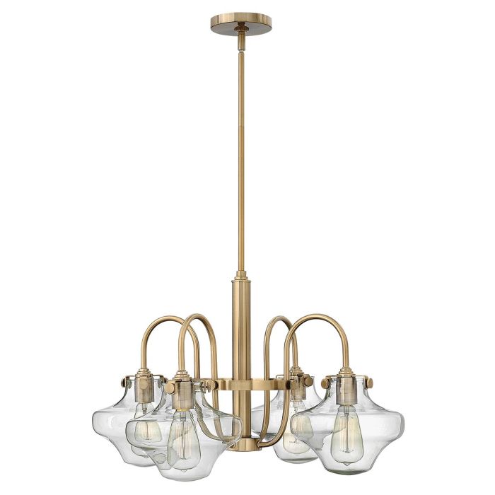 Congress 4 Light Clear Tiered Glass Chandelier Brushed Caramel - HK-CONGRESS4-B-BC