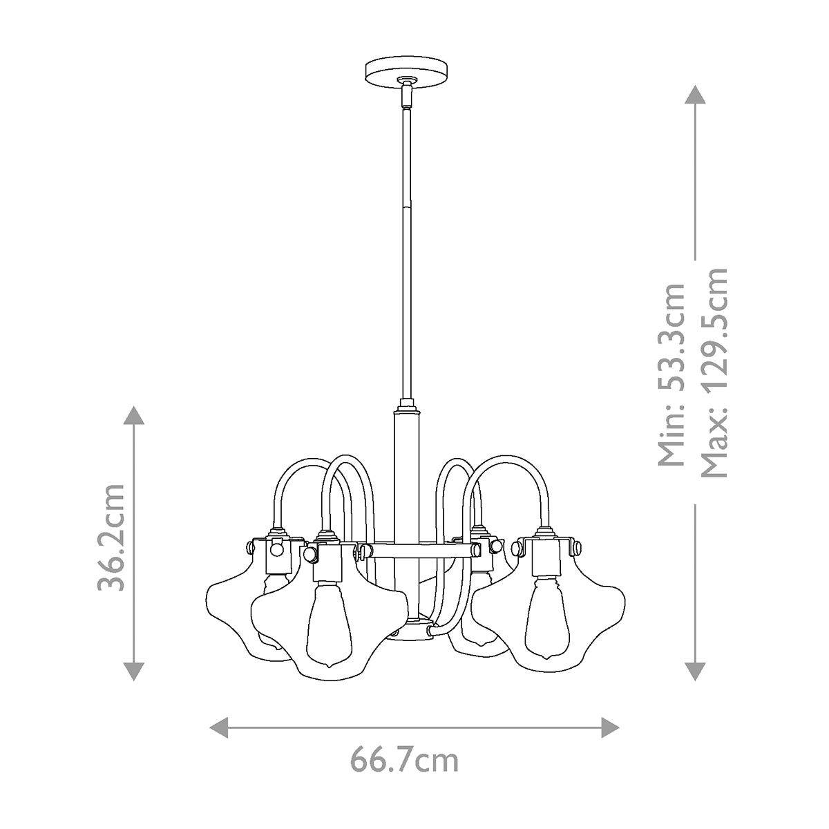 Congress 4 Light Clear Tiered Glass Chandelier Brushed Caramel - HK-CONGRESS4-B-BC