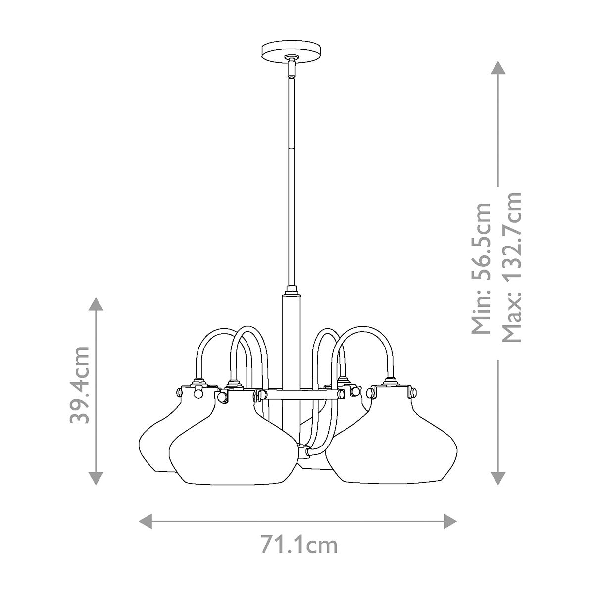 Congress 4 Light Chandelier Brushed Caramel - HK-CONGRESS4-C-BC