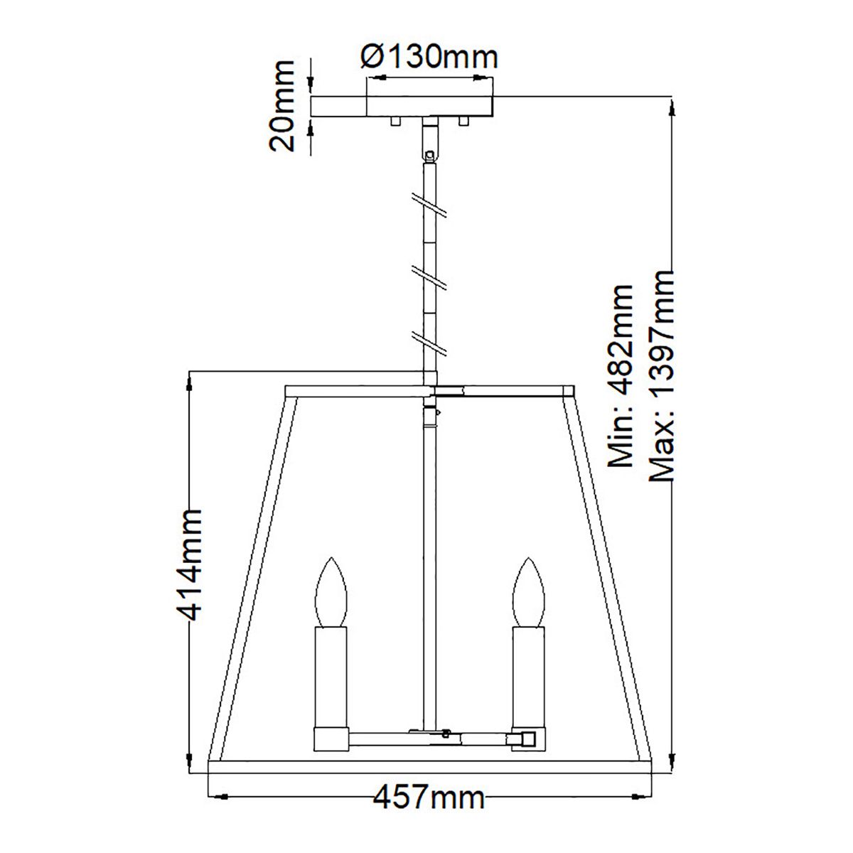 Fulton 4 Light Chandelier Bronze & Brass - HK-FULTON-4P