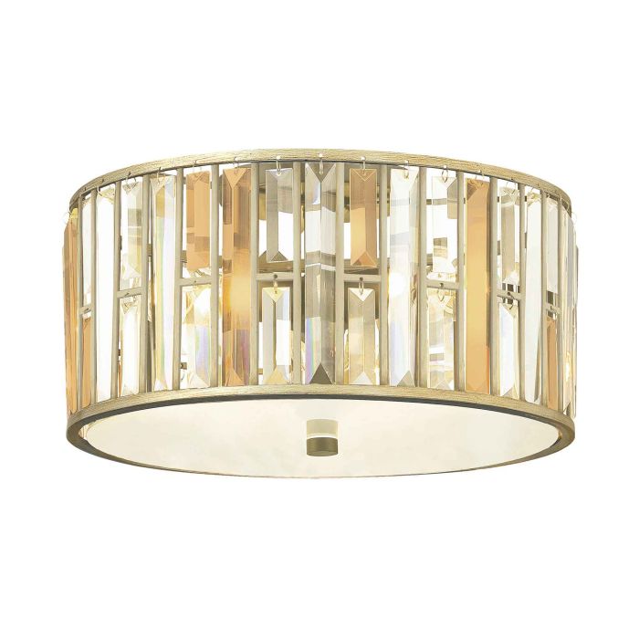 Gemma 3 Light Flush Mount Light Silver Leaf - HK-GEMMA-F-SL