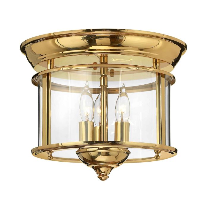 Gentry 3 Light Flush Mount Light Polished Brass - HK-GENTRY-F-PB